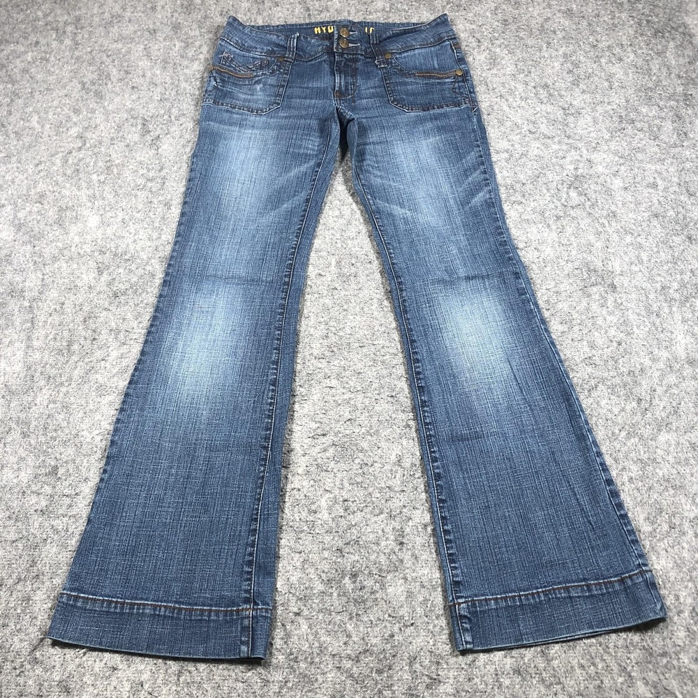 Vintage Hydraulic Flare Jeans Juniors 11/12 Blue Low Rise Stretch Y2K